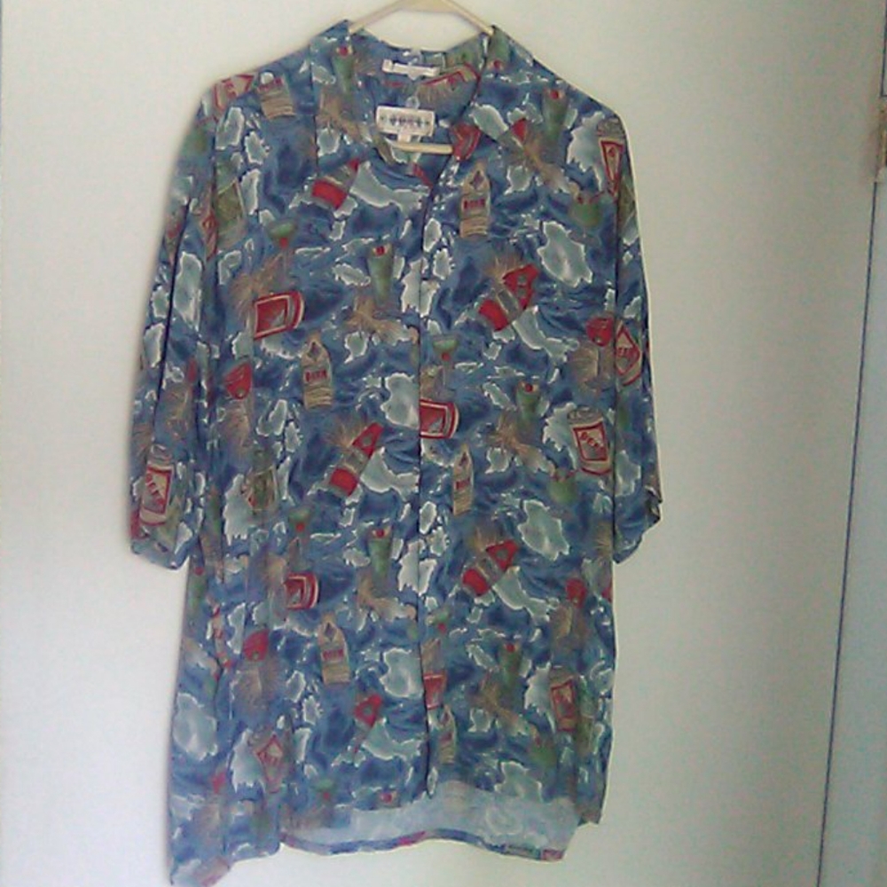 Campia Mens tropical beer shirt XL Rayon